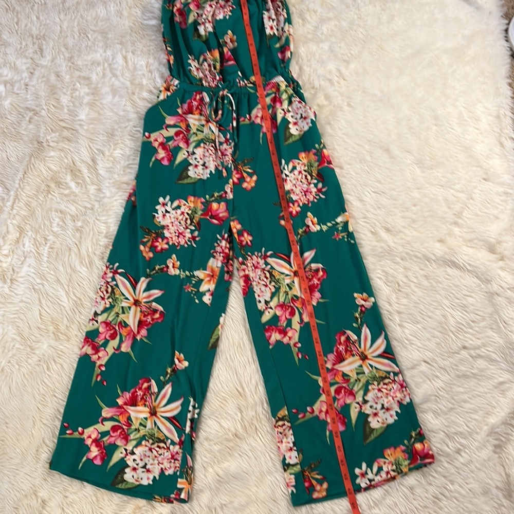 Express Green Floral Jumpsuit Wide Leg Size XXS - Picture 6 of 8